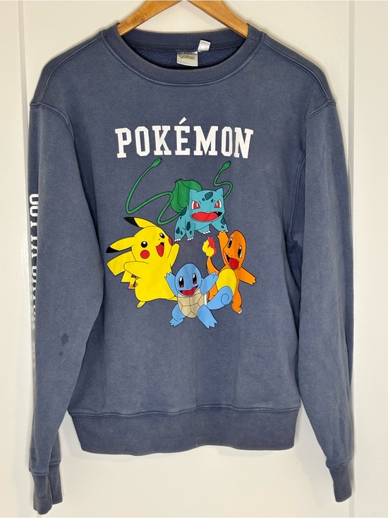 Pokemon Other - Pokémon Dusty Blue Sweatshirt Sz L Official Licensed Pikachu Anime Nintendo